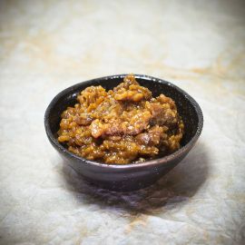 Moromi miso with hot green chili peppers